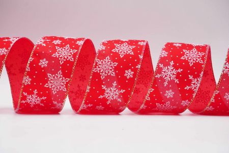Glitter Snowflakes Wired Ribbon_KF7231GN-7_red